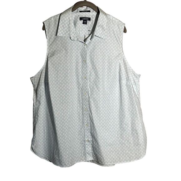 Lands' End Tops - NWT LANDS END Women’s Blue White No-Iron Supima Cotton Sleeveless Shirt Size 20